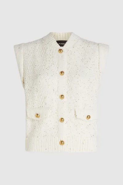 Vesta Karl Lagerfeld Boucle Knit Vest Cannoli Cream