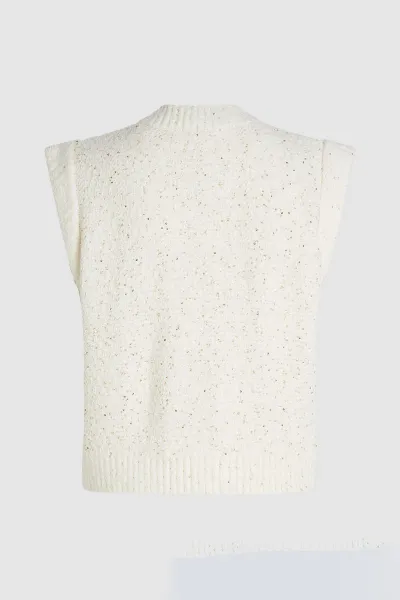 Vesta Karl Lagerfeld Boucle Knit Vest Cannoli Cream