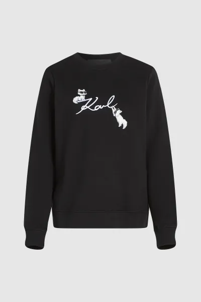 Mikina Karl Lagerfeld Ikon Signature Choupette Sweat Black