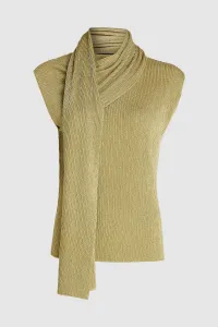 Sveter Karl Lagerfeld Lurex Knit Self Tie Top Light Gold