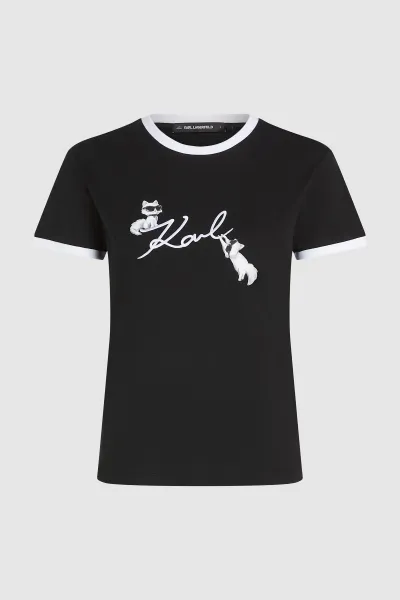 Tričko Karl Lagerfeld Ikon Signature Choupette Tee Black
