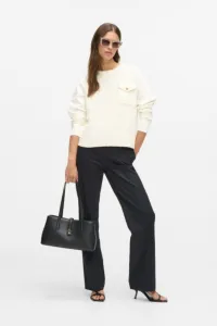 Mikina Karl Lagerfeld Boucle Knit Mix Sweatshirt Cannoli Cream
