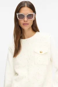 Mikina Karl Lagerfeld Boucle Knit Mix Sweatshirt Cannoli Cream