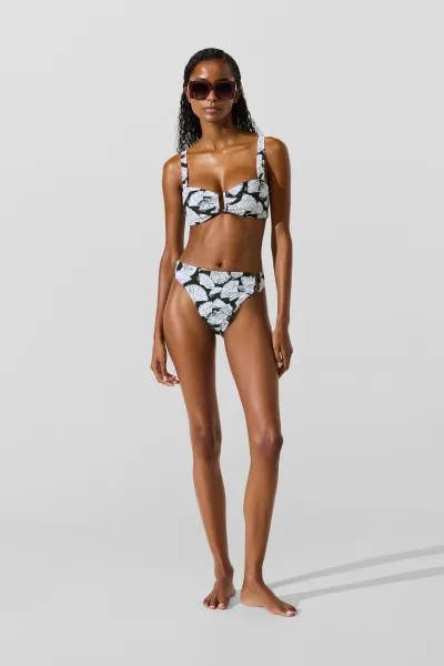 Plavky Karl Lagerfeld Fan Aop U-Wire Bikini Top Fan-Black