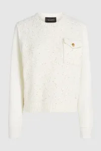 Mikina Karl Lagerfeld Boucle Knit Mix Sweatshirt Cannoli Cream