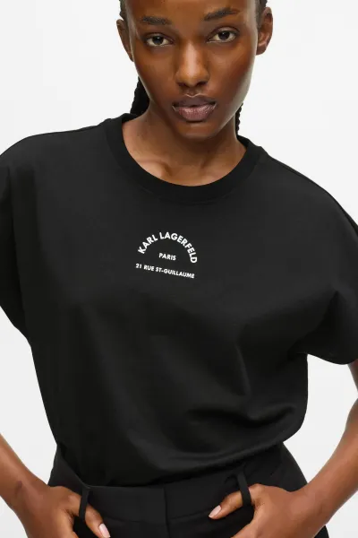 Tričko Karl Lagerfeld Rsg Glitter Relaxed T-Shirt Black