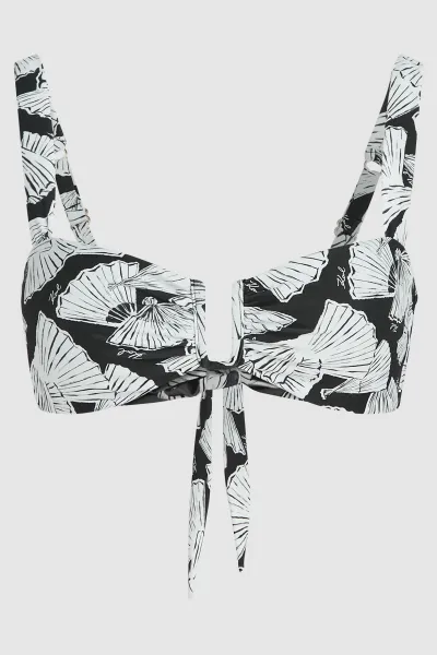 Plavky Karl Lagerfeld Fan Aop U-Wire Bikini Top Fan-Black