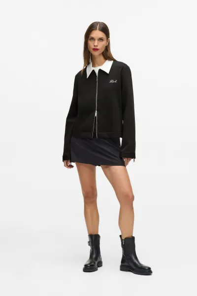Mikina Karl Lagerfeld Bw Two Way Zip Up White/Black