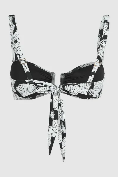 Plavky Karl Lagerfeld Fan Aop U-Wire Bikini Top Fan-Black