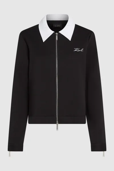 Mikina Karl Lagerfeld Bw Two Way Zip Up White/Black