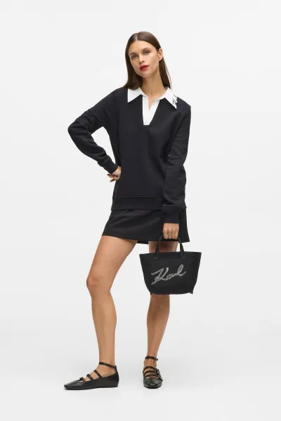 Mikina Karl Lagerfeld Signature Collar Sweatshirt Black
