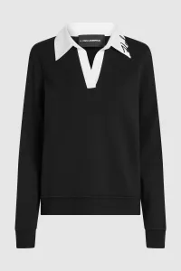 Mikina Karl Lagerfeld Signature Collar Sweatshirt Black