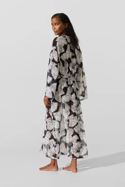 Plážové Oblečenie Karl Lagerfeld Fan Aop Kaftan Fan-Black
