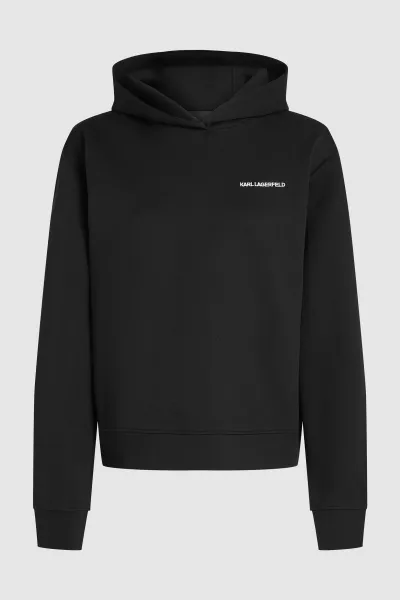 Mikina Karl Lagerfeld Logo Tape Hoodie Black