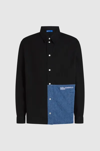 Košeľa Karl Lagerfeld Jeans Klj Reg Blocked Overshirt Washed Blue-Black