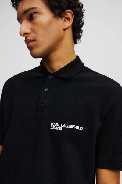 Tričko Karl Lagerfeld Jeans Klj Regular Pique Polo Black