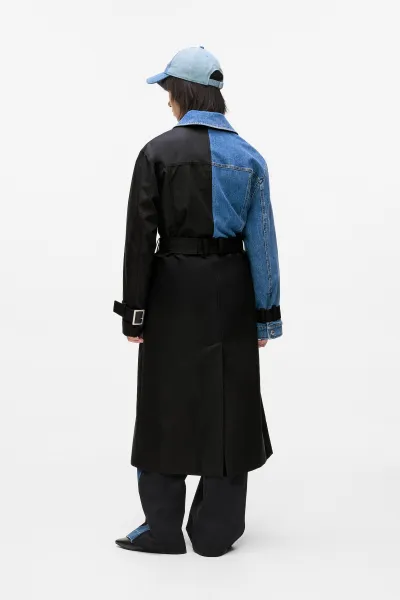 Kabát Karl Lagerfeld Jeans Klj Mixed Material Trench Washed Blue-Black