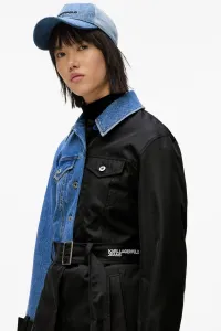 Kabát Karl Lagerfeld Jeans Klj Mixed Material Trench Washed Blue-Black