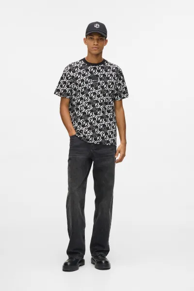 Tričko Karl Lagerfeld Jeans Klj Reg Ss Monogram Aop Tee Outline Monogram Aop Black
