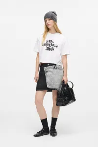Tričko Karl Lagerfeld Jeans Klj Reg Cropped Graffiti Tee White