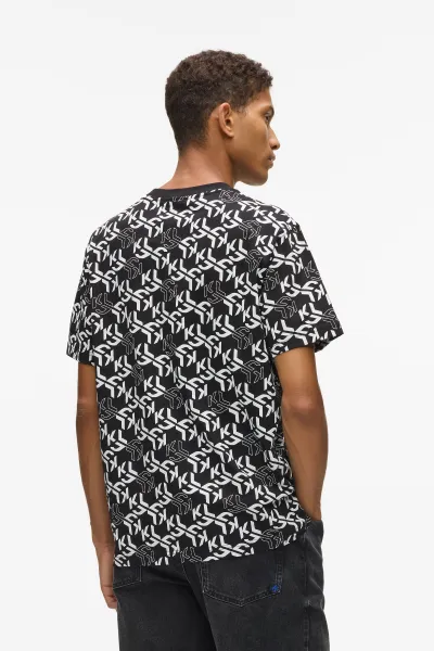 Tričko Karl Lagerfeld Jeans Klj Reg Ss Monogram Aop Tee Outline Monogram Aop Black