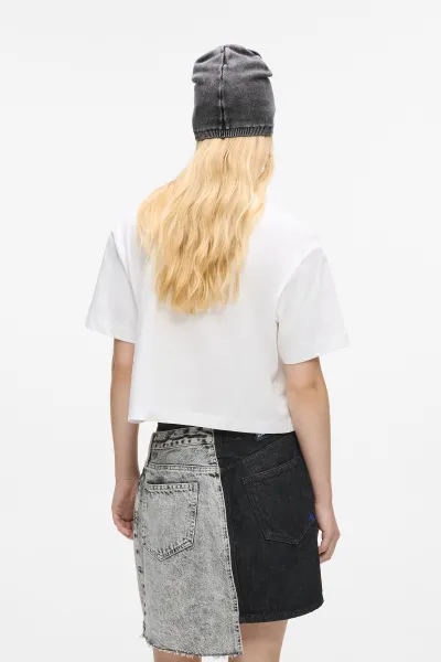 Tričko Karl Lagerfeld Jeans Klj Reg Cropped Graffiti Tee White