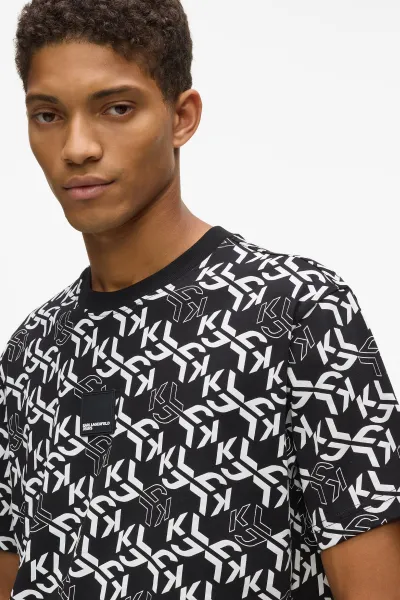 Tričko Karl Lagerfeld Jeans Klj Reg Ss Monogram Aop Tee Outline Monogram Aop Black
