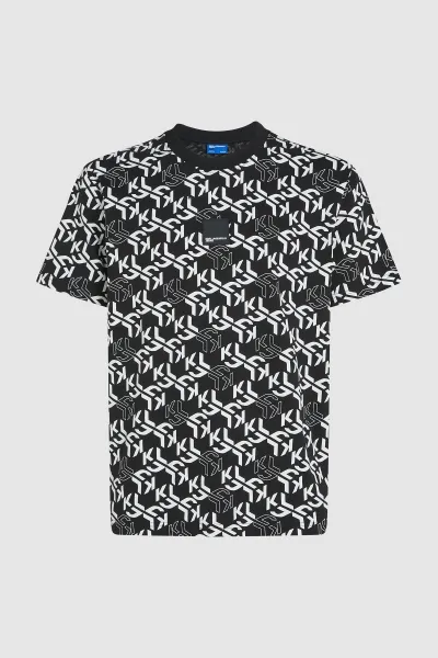 Tričko Karl Lagerfeld Jeans Klj Reg Ss Monogram Aop Tee Outline Monogram Aop Black