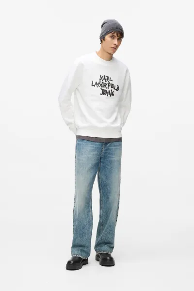Mikina Karl Lagerfeld Jeans Klj Reg Graffiti Sweat White