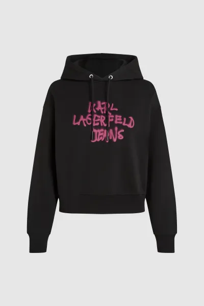 Mikina Karl Lagerfeld Jeans Klj Reg Graffiti Hoodie Black