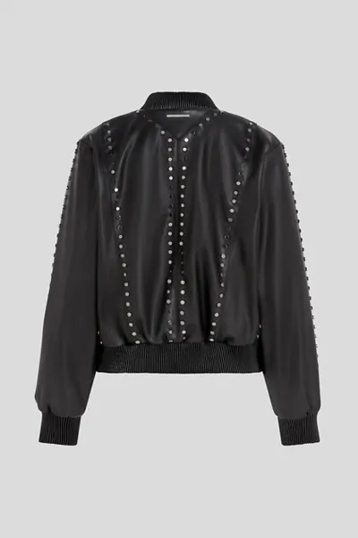 Bunda Karl Lagerfeld Stud Faux Leather Bomber Black
