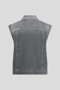 Vesta Karl Lagerfeld Ikon Denim Gilet Washed Light Grey