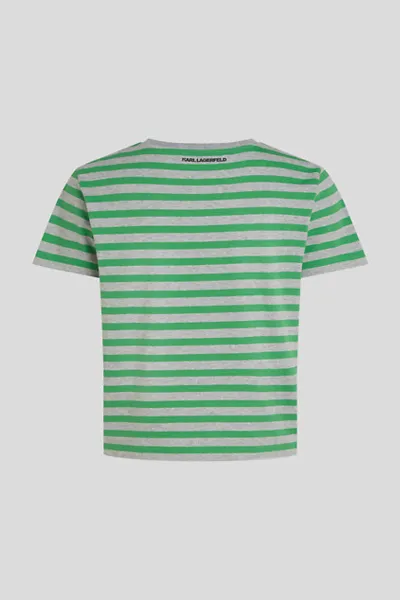 Tričko Karl Lagerfeld Ikon Stripe T-Shirt Fern Green-Grey-Stripe