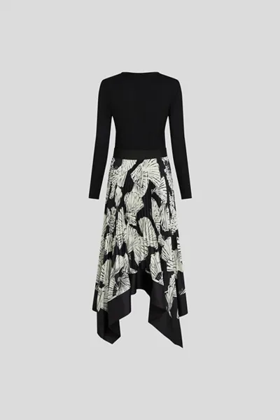 Šaty Karl Lagerfeld Material Mix Pleated Dress Black