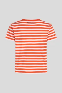Tričko Karl Lagerfeld Ikon Stripe T-Shirt White-Tangerine-Stripe
