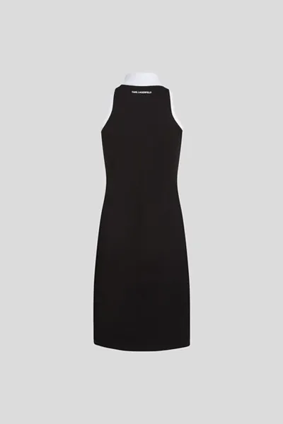 Šaty Karl Lagerfeld Ikon Pique Polo Dress Black
