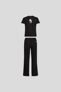 Pyžamo Karl Lagerfeld Ikon Rhinestone Pj Set Black