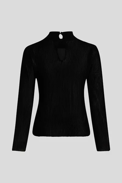 Sveter Karl Lagerfeld Elegant Flock Mock Neck Black