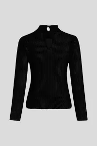 Sveter Karl Lagerfeld Elegant Flock Mock Neck Black