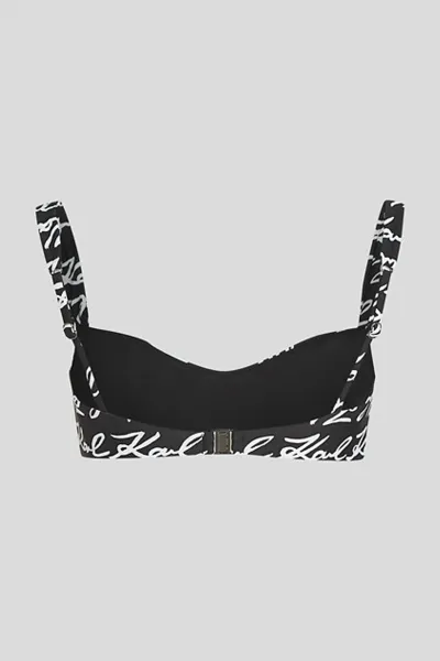 Plavky Karl Lagerfeld Karl Signature Aop Bikini Top Signature-Aop-Black