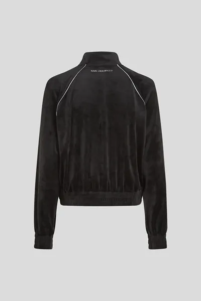 Mikina Karl Lagerfeld Ikon Velvet Zip Up Black