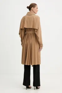 Kabát Karl Lagerfeld Pleated Trench Coat Nougat