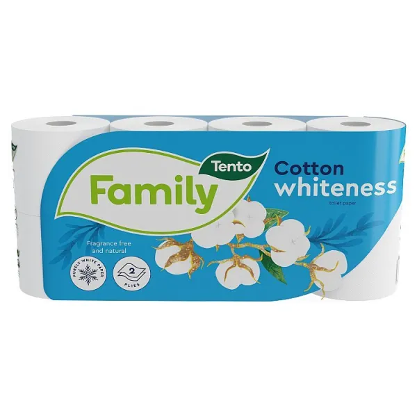 Tento Family Cotton Whiteness toaletný papier 2 vrstvy 8 roliek
