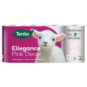 Tento Ellegance Pink Decor toaletný papier 3 vrstvy 8 roliek