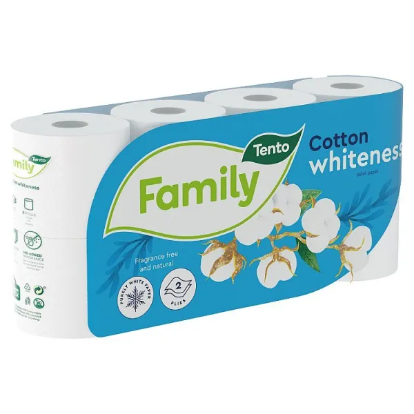 Tento Family Cotton Whiteness toaletný papier 2 vrstvy 8 roliek