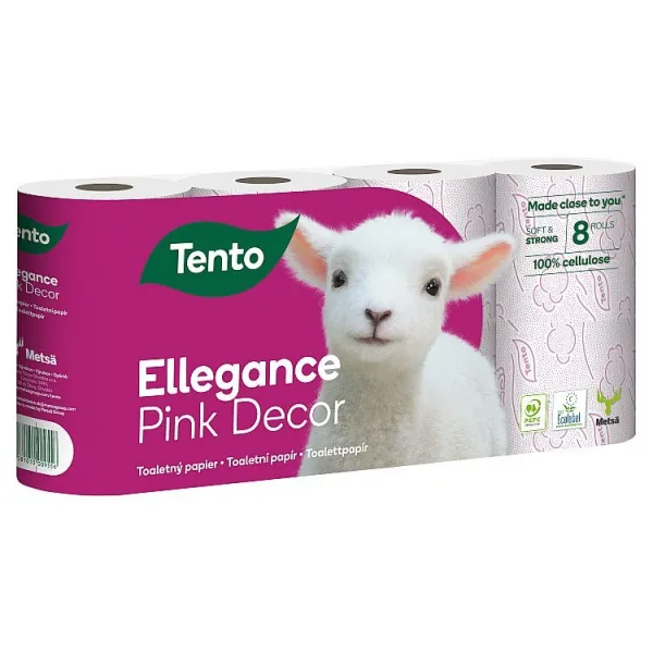 Tento Ellegance Pink Decor toaletný papier 3 vrstvy 8 roliek