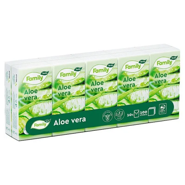 Tento Family Sensitive Aloe Vera hygienické vreckovky 3 vrstvové 10 x 10 ks