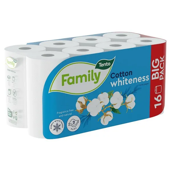 Tento Family Cotton Whiteness toaletný papier 2 vrstvy 16 roliek