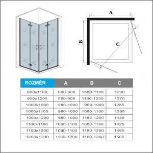 H K - Štvorcový sprchovací kút MELODY R909, 90x90 cm sa zalamovacím dverami SE-MELODYR909