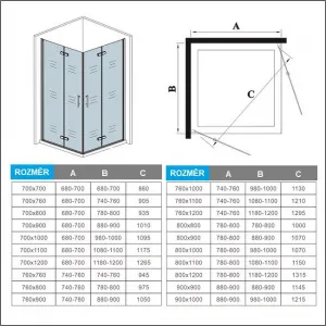 H K - Štvorcový sprchovací kút MELODY R909, 90x90 cm sa zalamovacím dverami SE-MELODYR909